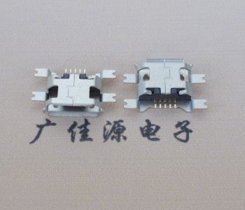 Micro USB 5pin沉板插座,下沉1.27mm外壳镀雾锡卷口端子SMT贴片连接器